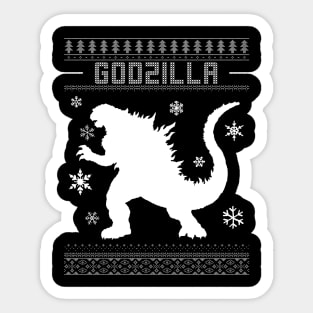 Godzilla Monster Silhouette Christmas Knit Pattern Sticker